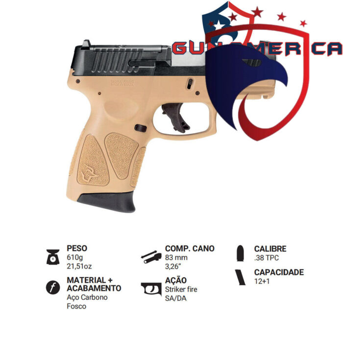 PISTOLA TAURUS G2C CAL. 38 TPC TAN (LANÇAMENTO) - Imagem 2