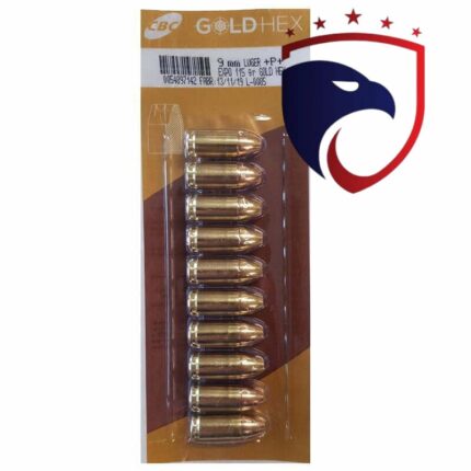 Munição CBC 9MM Luger +P+EXPO 115GR GOLD HEX